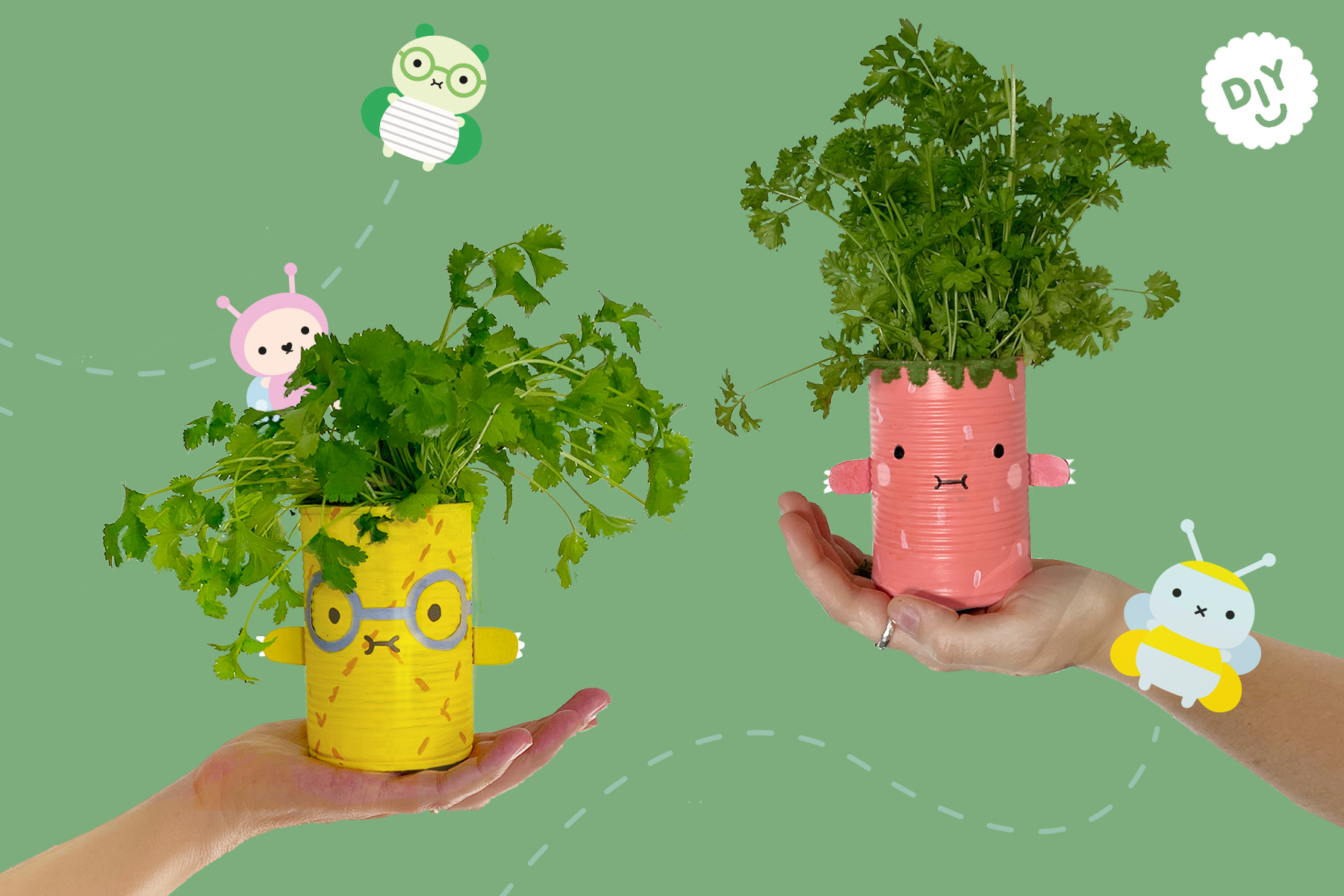 DIY: Recycled Ricemonster herb planters